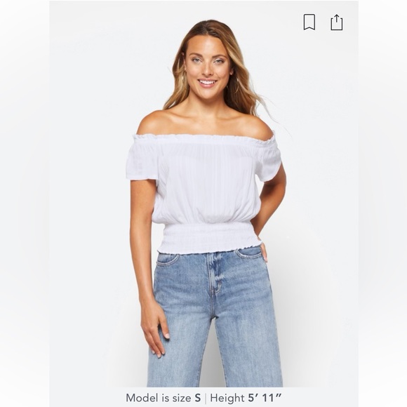 Off the shoulder smocked waist top - Picture 1 of 2